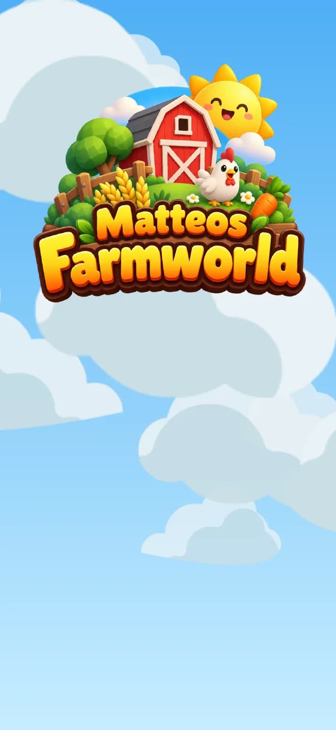 Das Logo von Matteos Farmworld vor blauem Himmel